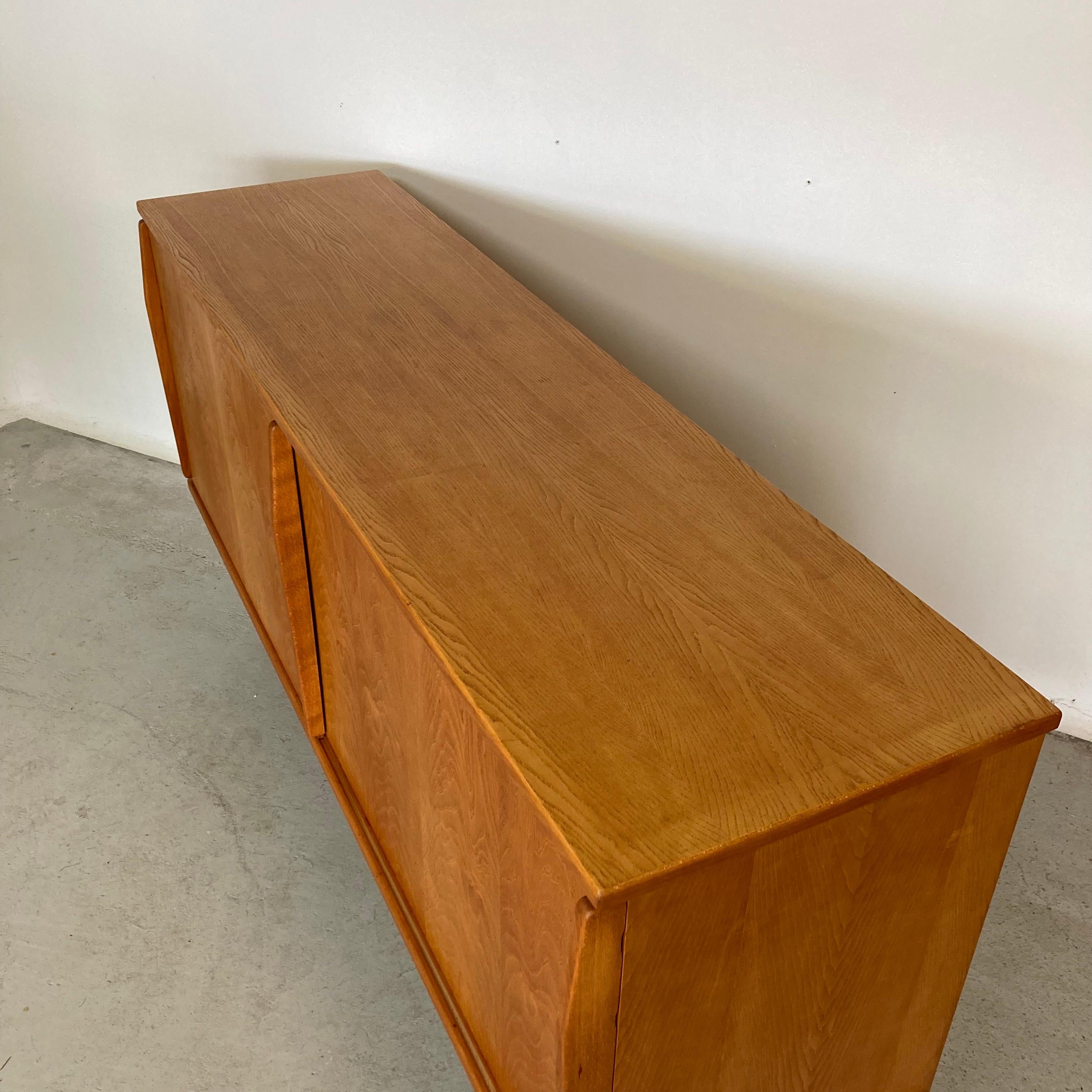 Ash Sideboard with Sliding Doors in the Style of Charlotte Perriand, France 1950 11