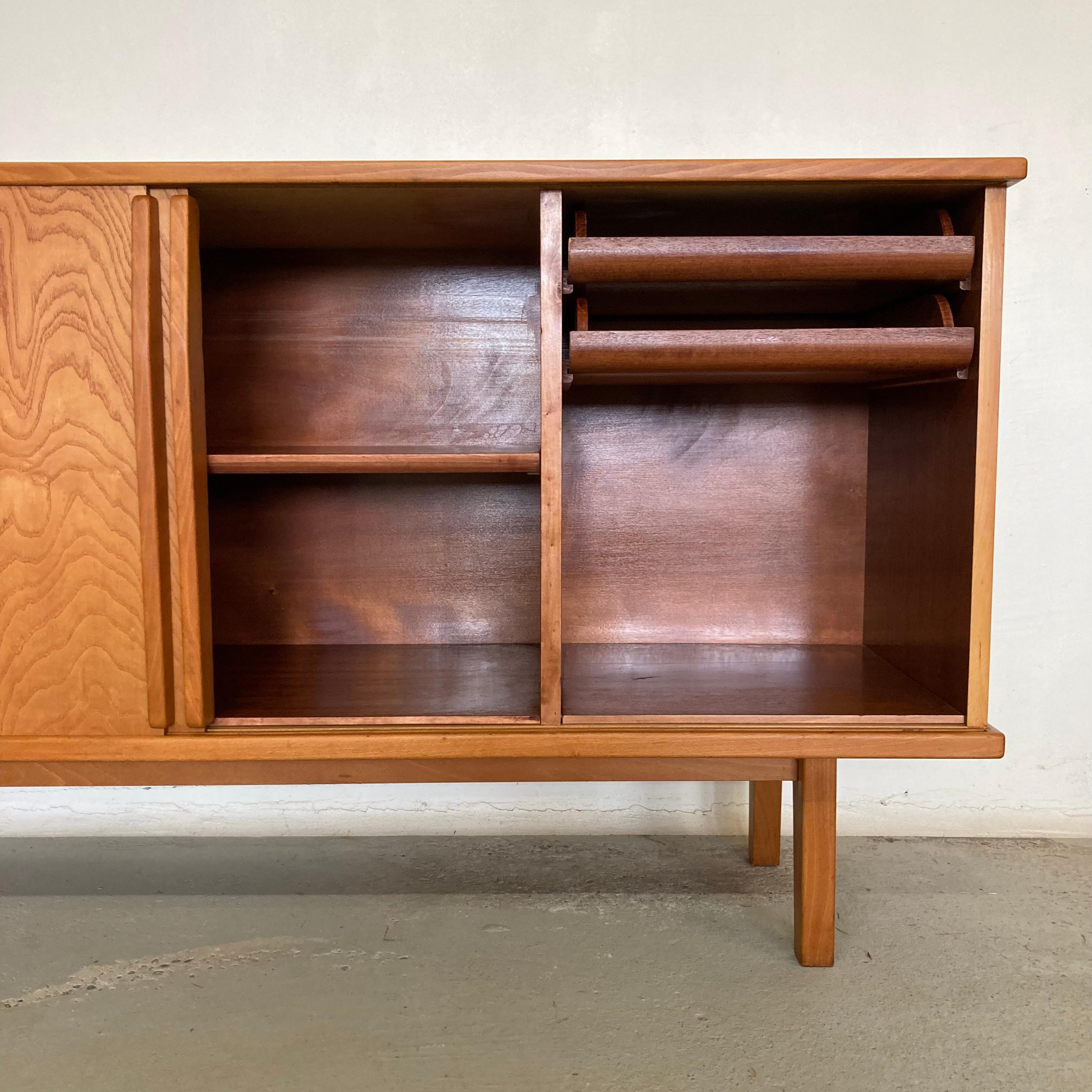 Ash Sideboard with Sliding Doors in the Style of Charlotte Perriand, France 1950 In Good Condition In La Teste De Buch, FR