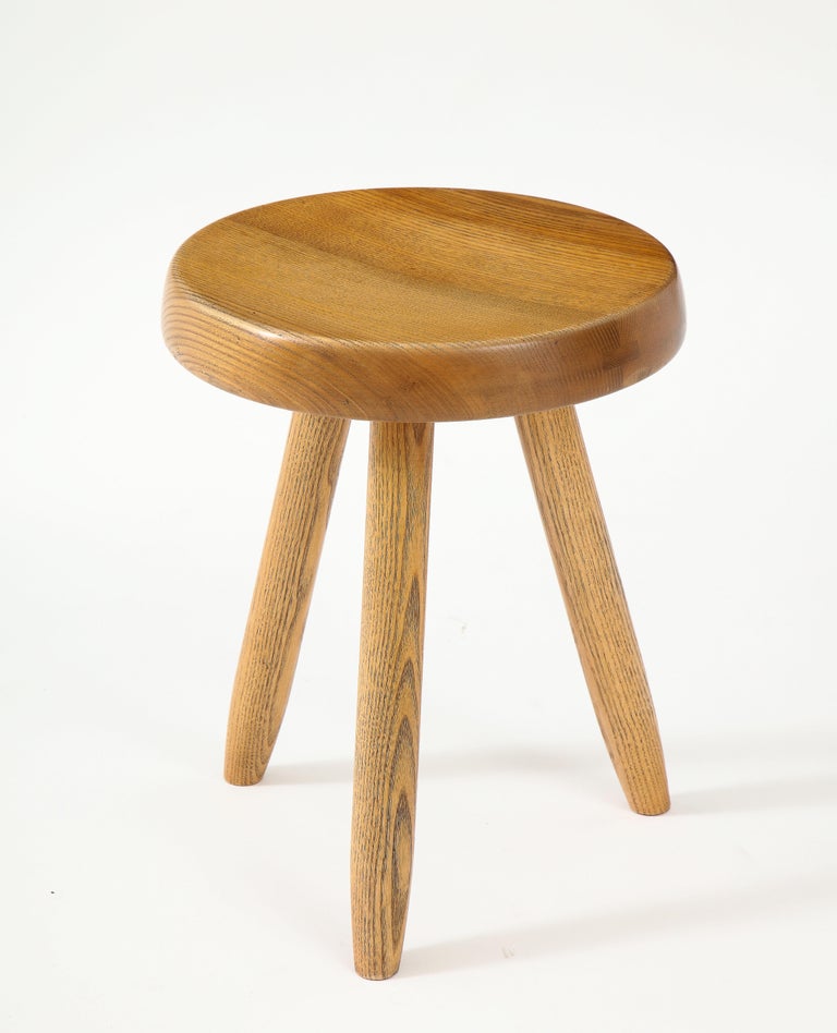 Mid-Century Modern Ash Stool by Charlotte Perriand, France, Mid-20th Century For Sale