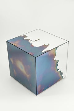 Tabouret contemporain en miroir fumé et Silver par Homa