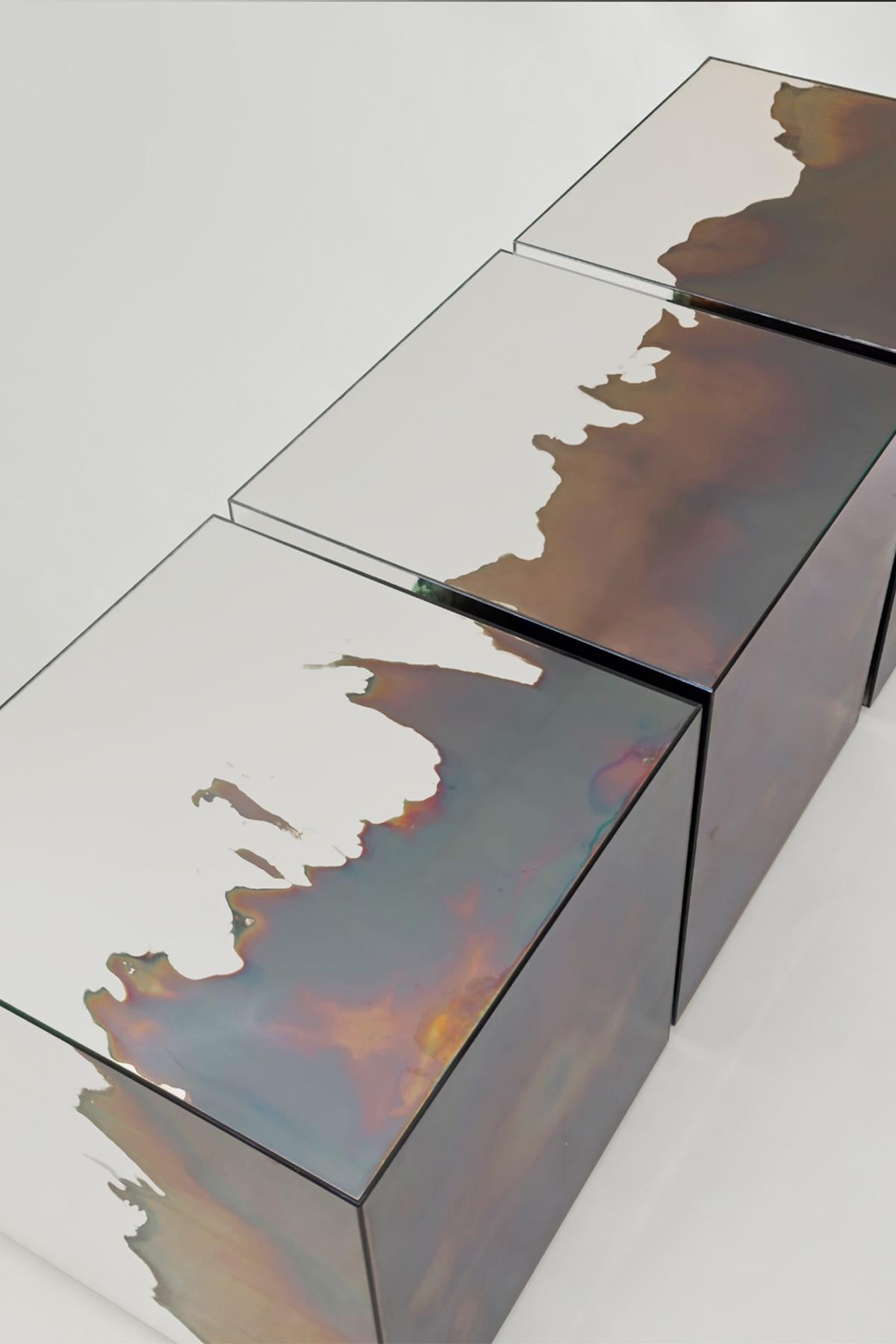 Sgabello Ash Contemporary Smoke e Silver Mirror di Homa in vendita 2