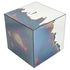 Tabouret contemporain en miroir fumé et Silver par Homa