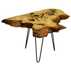 Ash Tree Live Edge Coffee Table with Hairpin Legs / LECT116