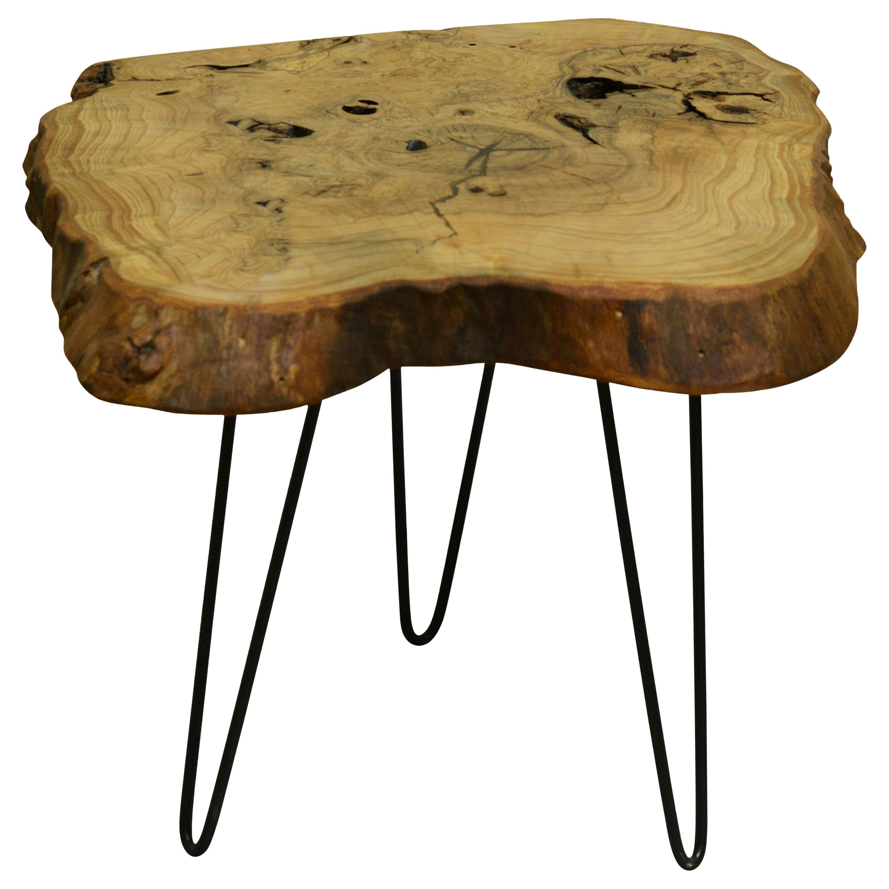 Ash Tree Live Edge Coffee Table with Hairpin Legs / LECT145 For Sale