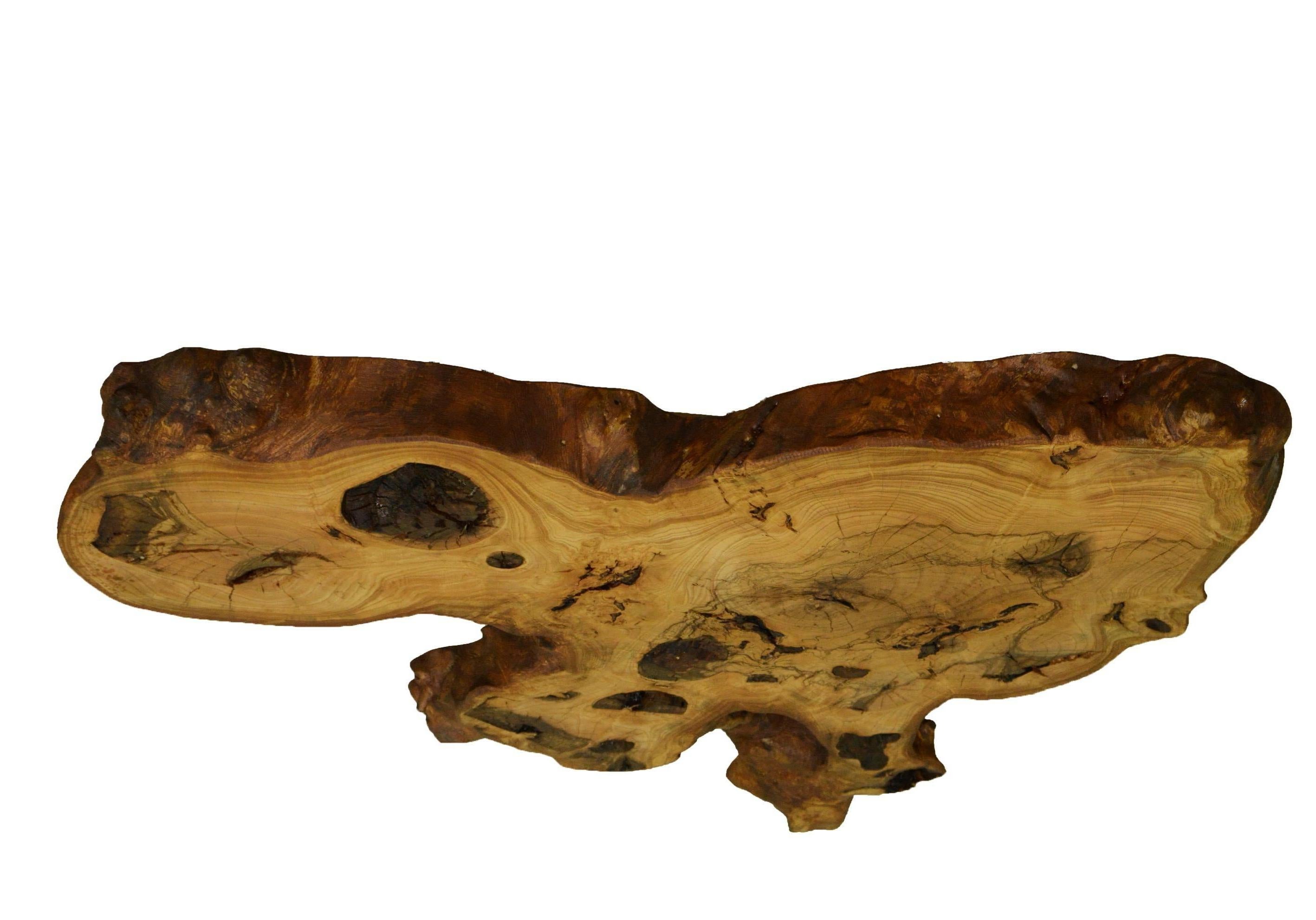 Mid-Century Modern Ash Tree Live Edge Coffee Table with Hairpin Legs / LECT154 For Sale