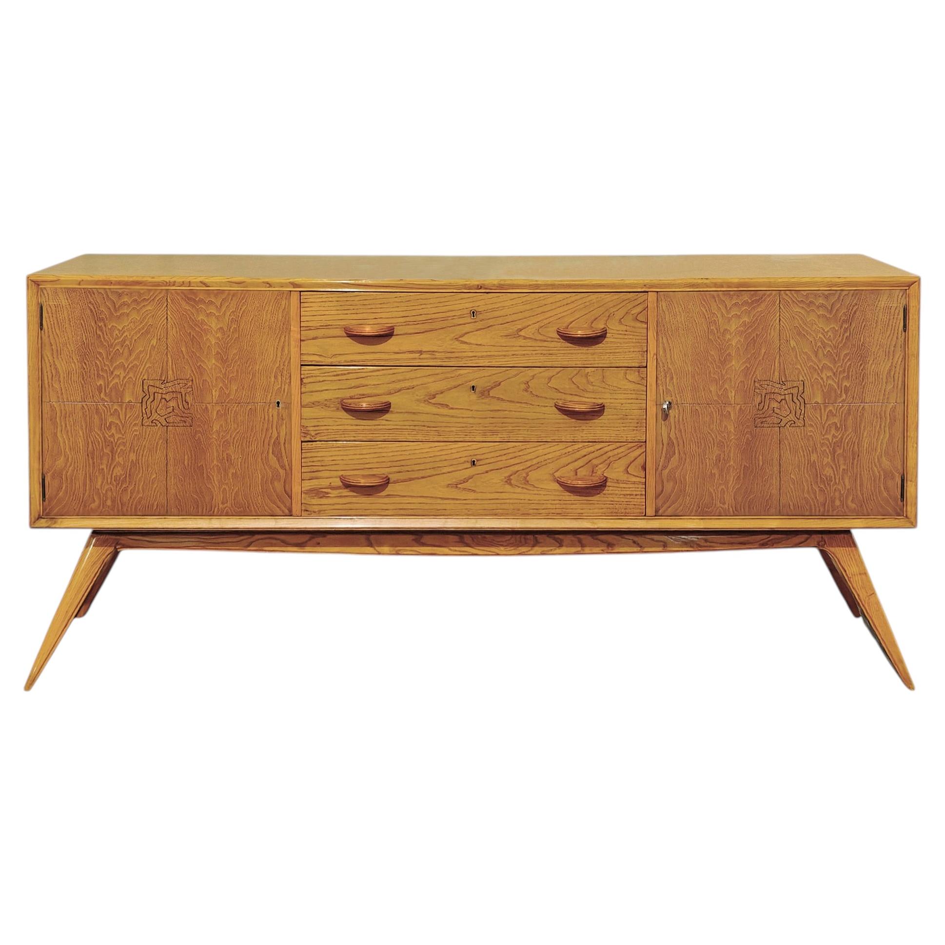 Ash veneered sideboard – Spain 1950 For Sale