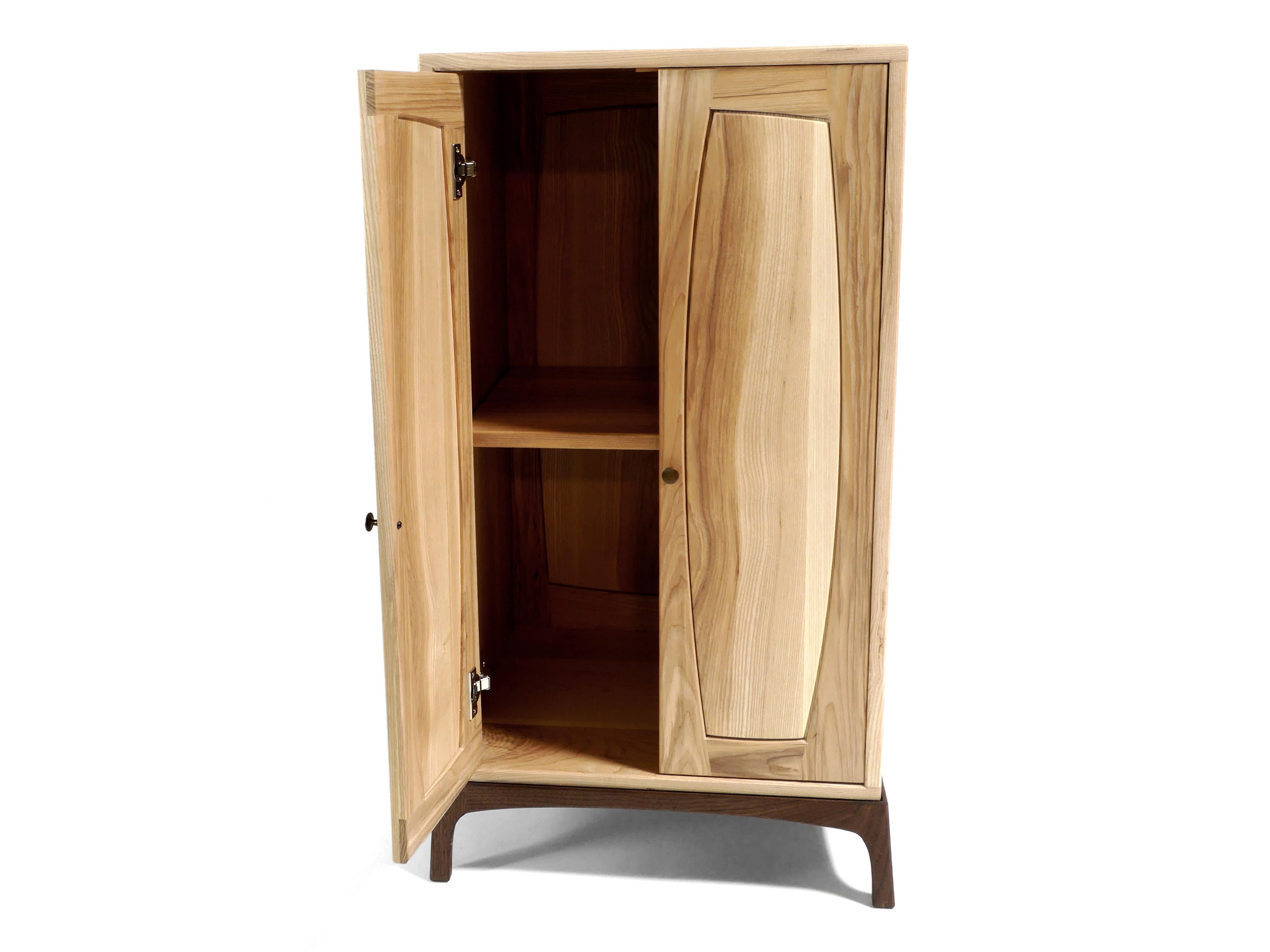 American Ash Vespers Side Cabinet, Two Door Cabinet with Adjustable Shelf by Arid For Sale