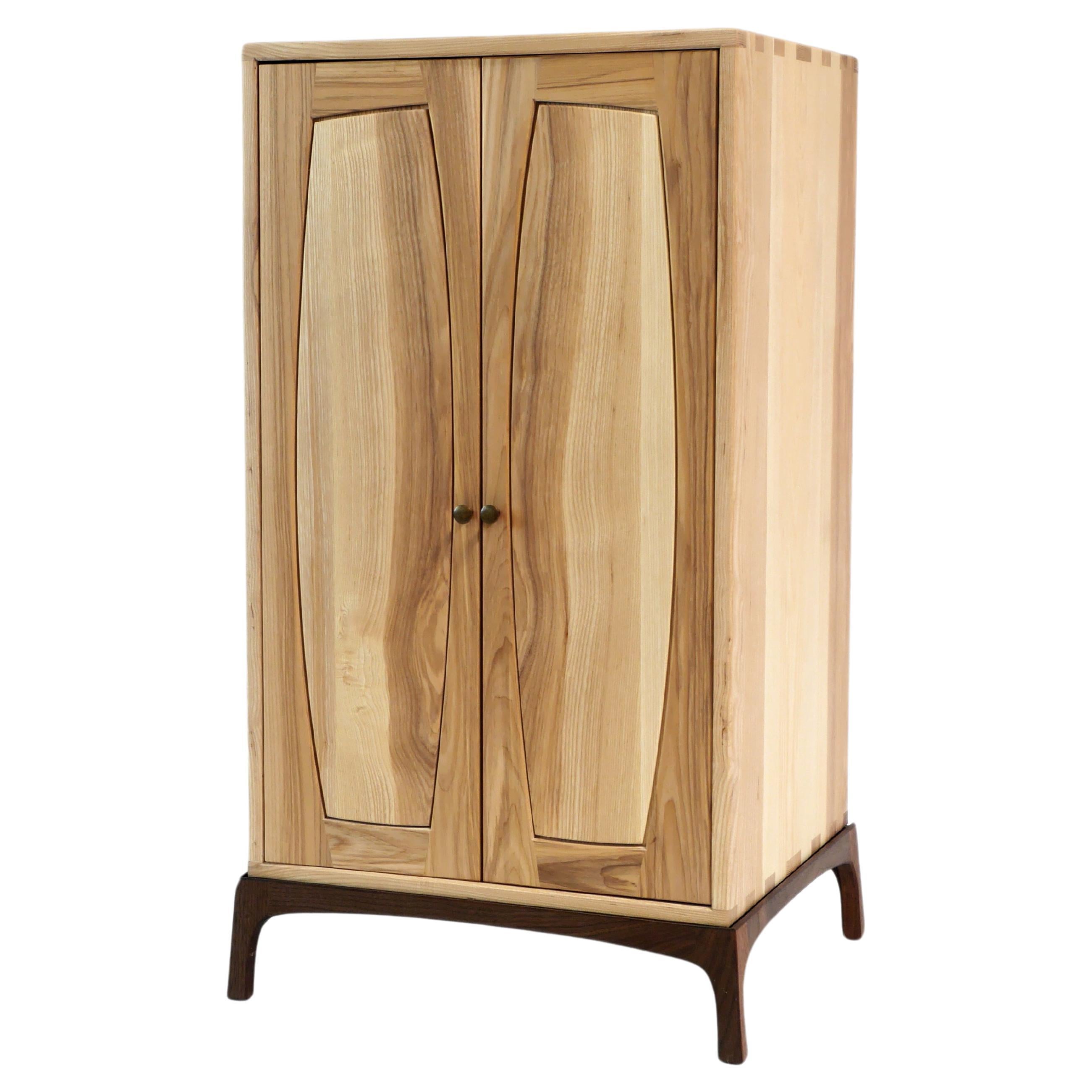 Ash Vespers Side Cabinet, Two Door Cabinet with Adjustable Shelf by Arid For Sale