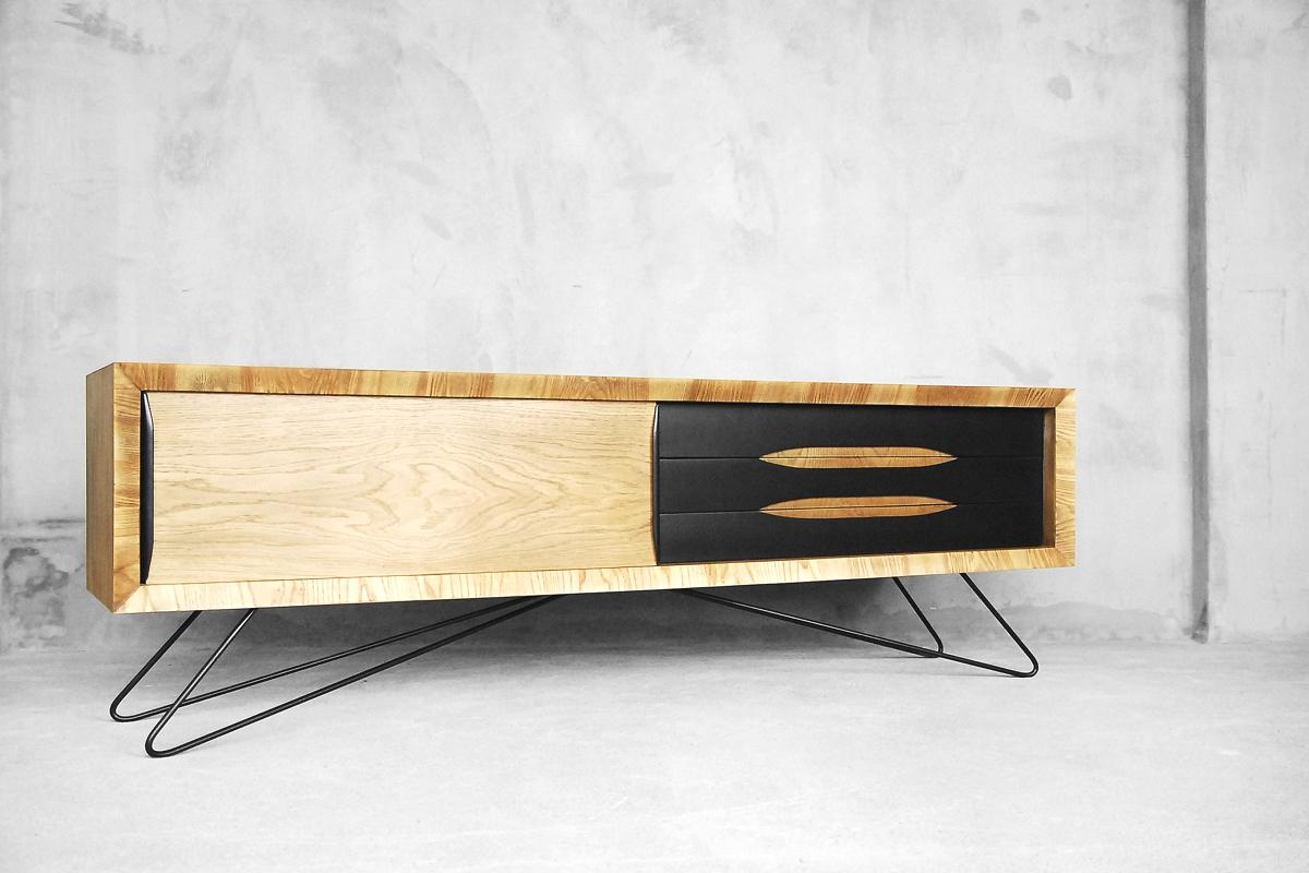 Ash Vintage Low Sideboard with Hairpin Legs, 1960s 5