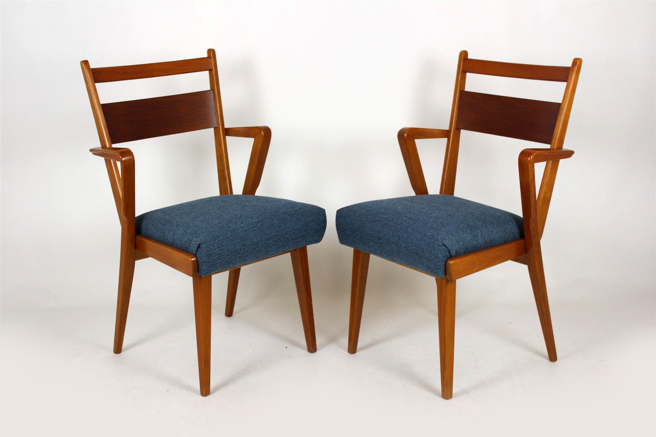 Ash and Walnut Dining Chairs from Jitona Sobeslav, 1950s, Set of Four 6