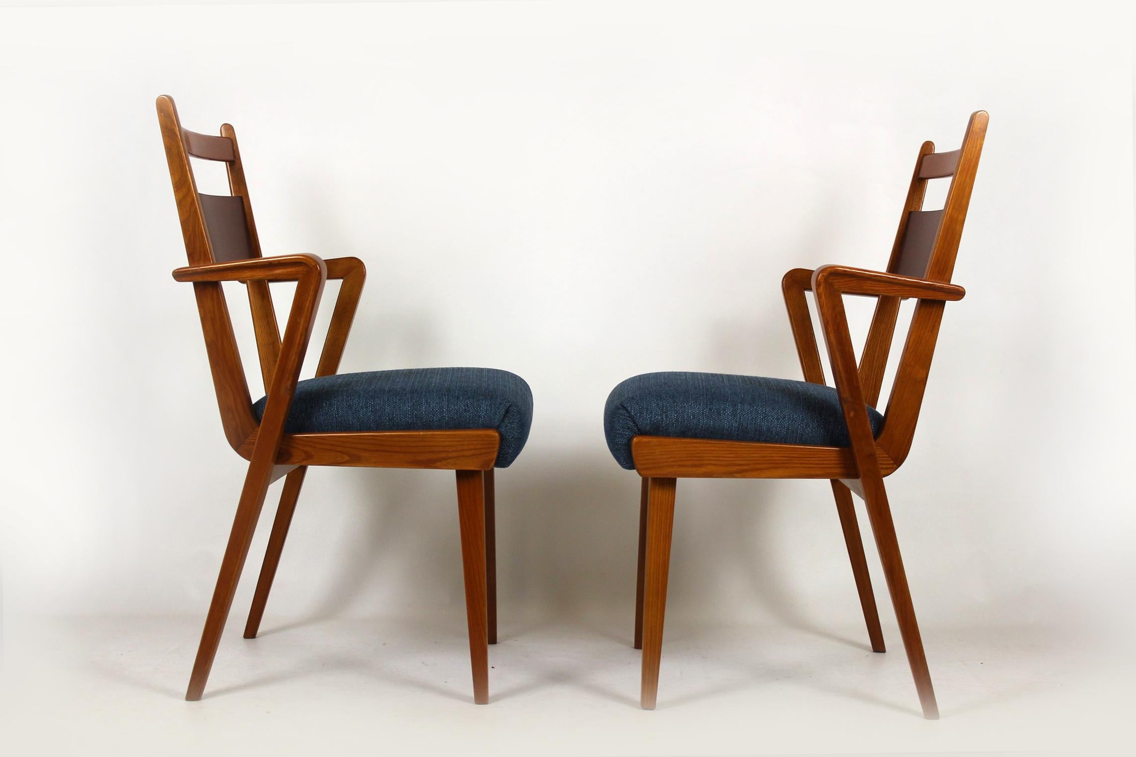 Ash and Walnut Dining Chairs from Jitona Sobeslav, 1950s, Set of Four 8