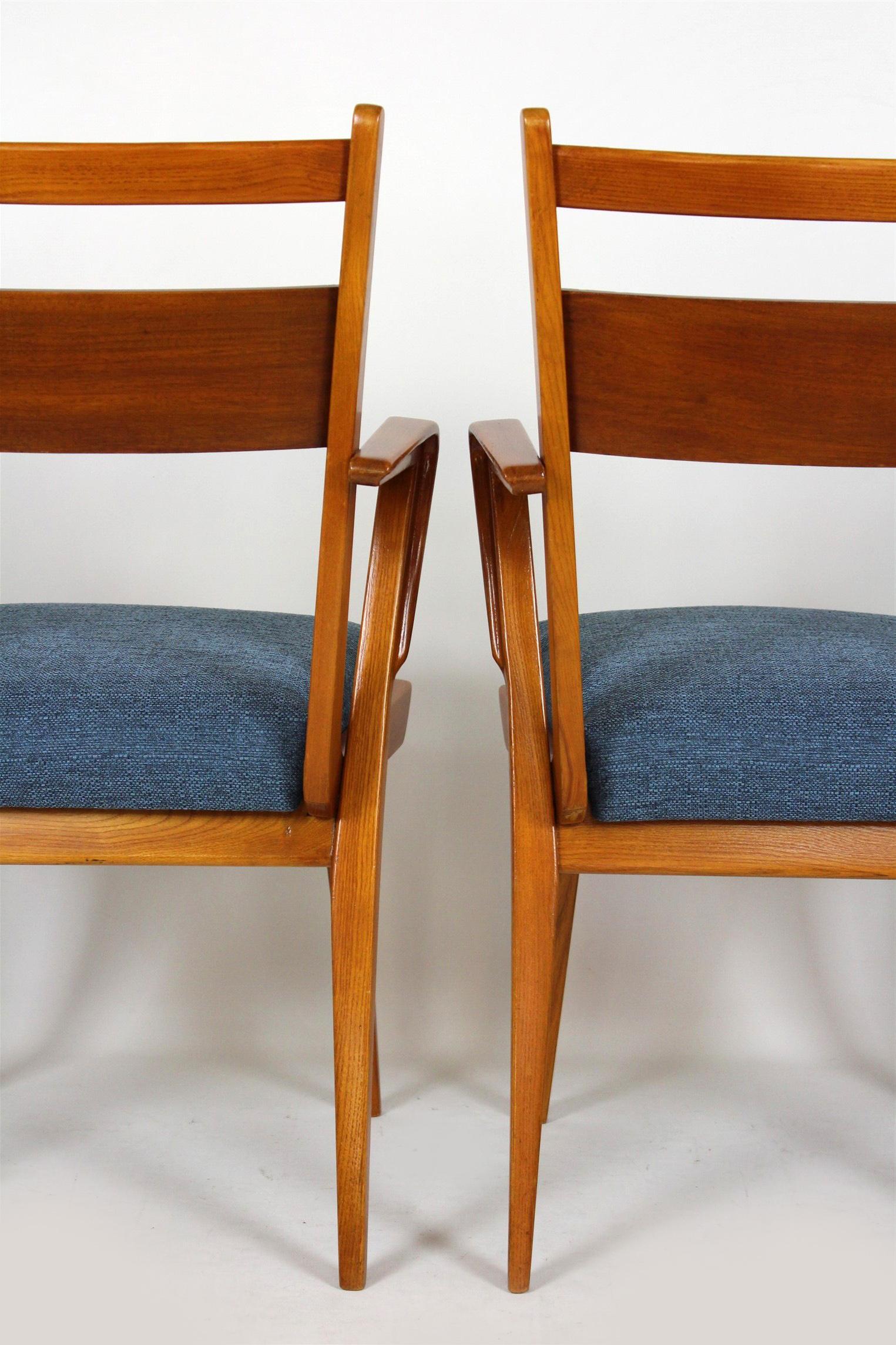 20th Century Ash and Walnut Dining Chairs from Jitona Sobeslav, 1950s, Set of Four