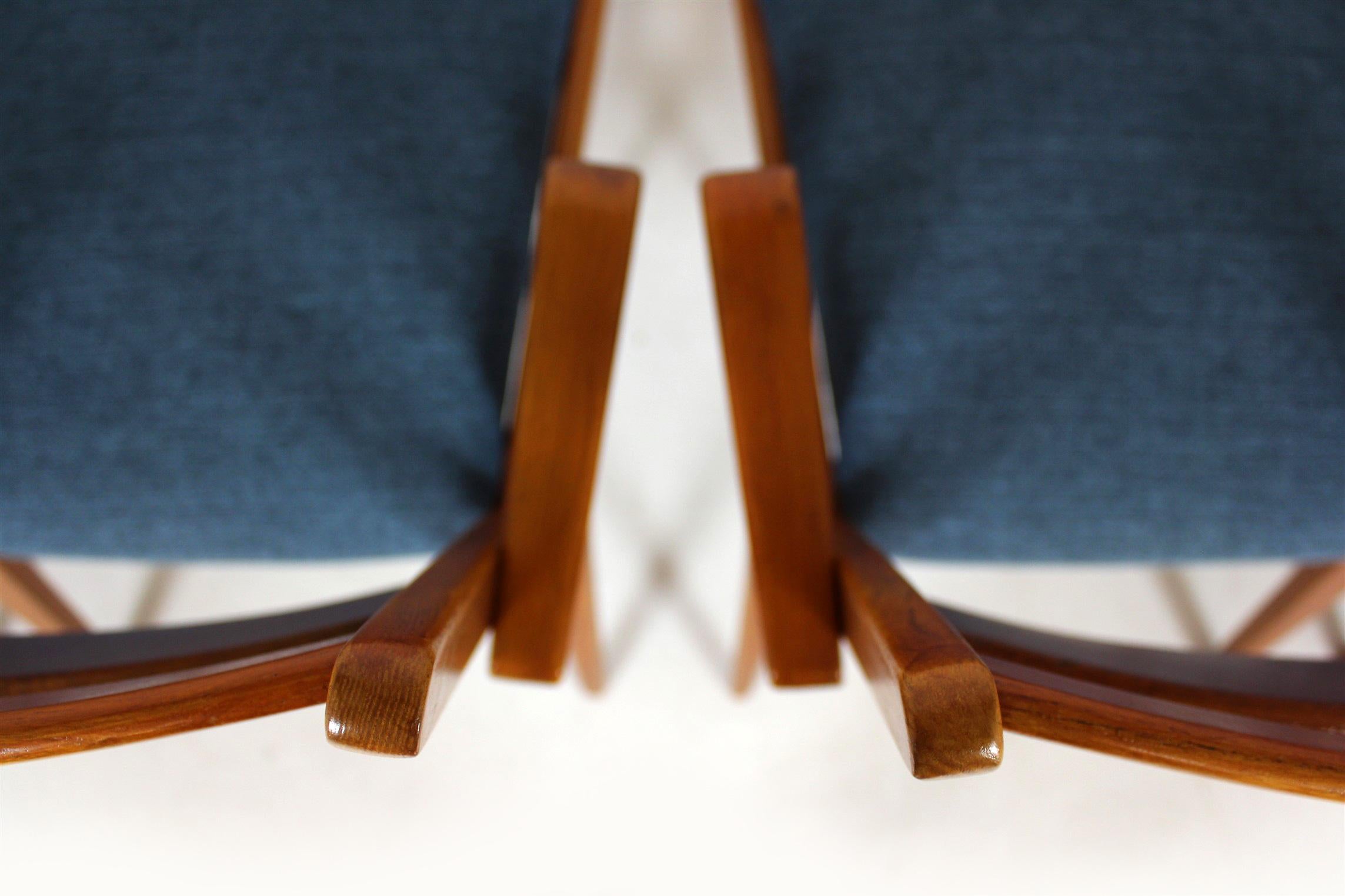 Fabric Ash and Walnut Dining Chairs from Jitona Sobeslav, 1950s, Set of Four