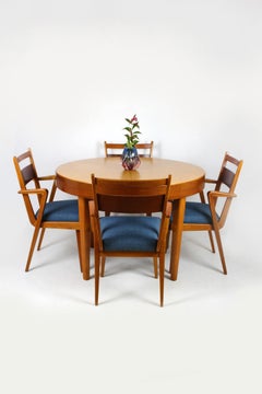 Ash & Walnut Extendable Round Dining Table from Jitona Sobeslav, 1954