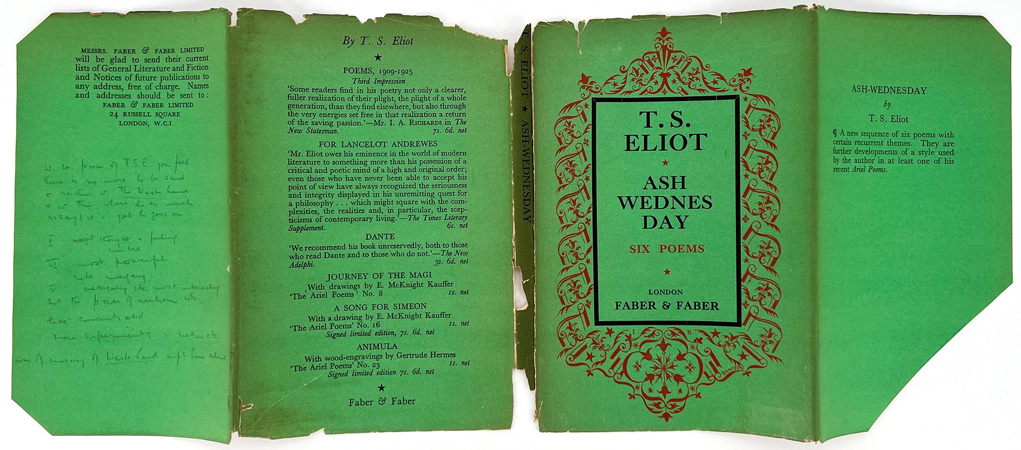 Papier Ce mercredi-là : six poèmes de T. S. Eliot - première édition en vente