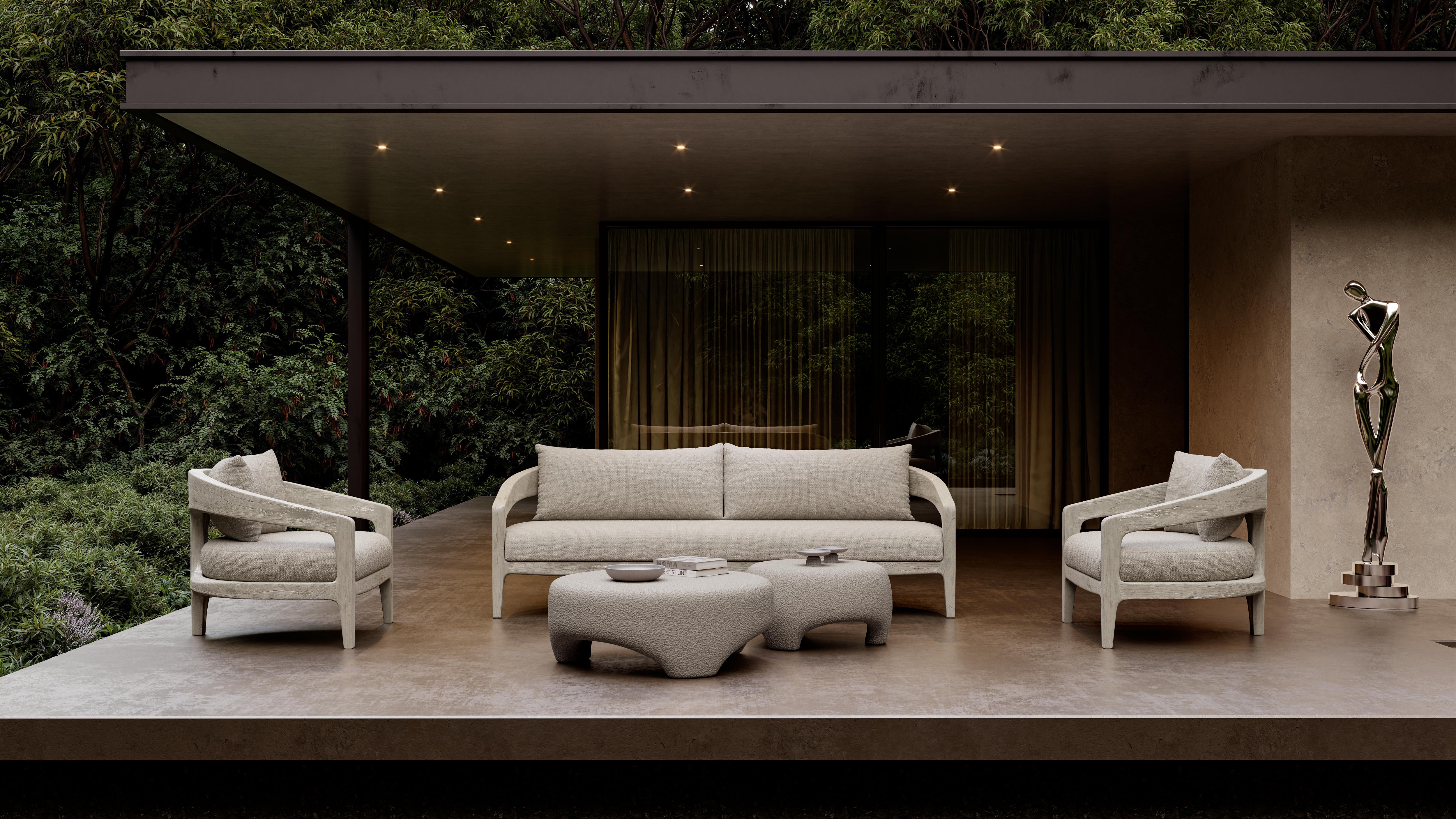 Ash Whale Single Sofa by SNOC
Dimensions: W 86 x D 84 x H 66 cm.
Materials: Teak Wood. 


The Whale-ash Collection features an elegant and robust design style inspired by the form of a whale skeleton. This unique collection is crafted by combining