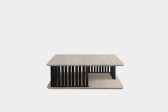 Plateau Square Coffee Table in Grey Wood and Metal Structure by NONO