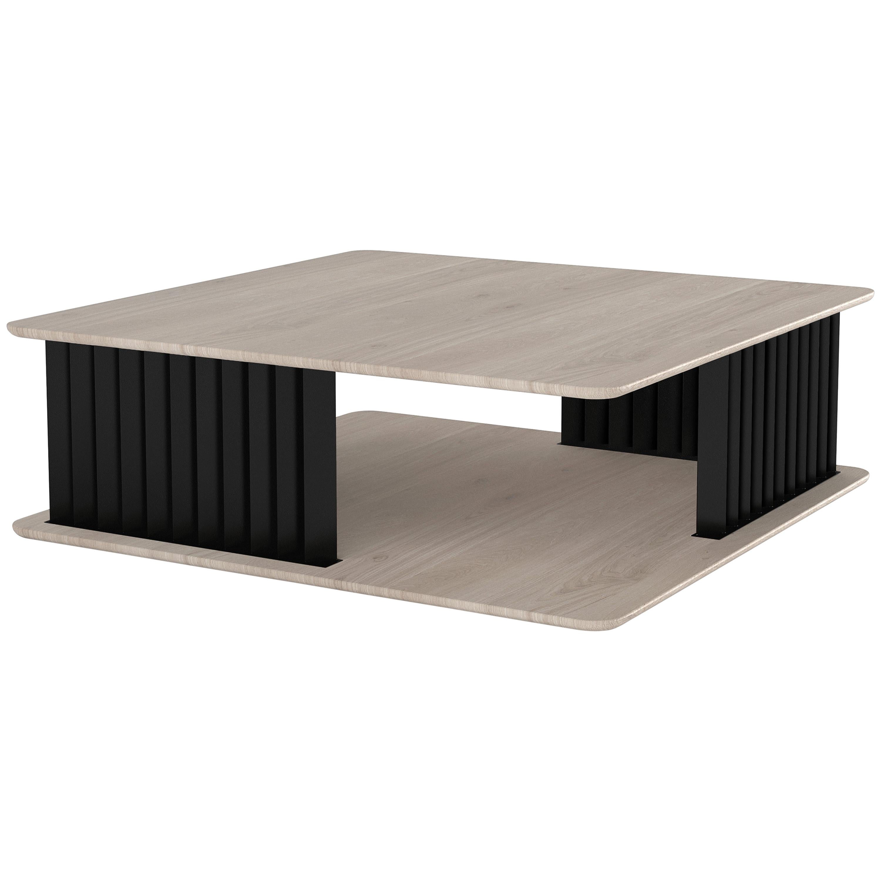 Plateau Square Coffee Table in Grey Wood and Metal Structure by NONO For Sale