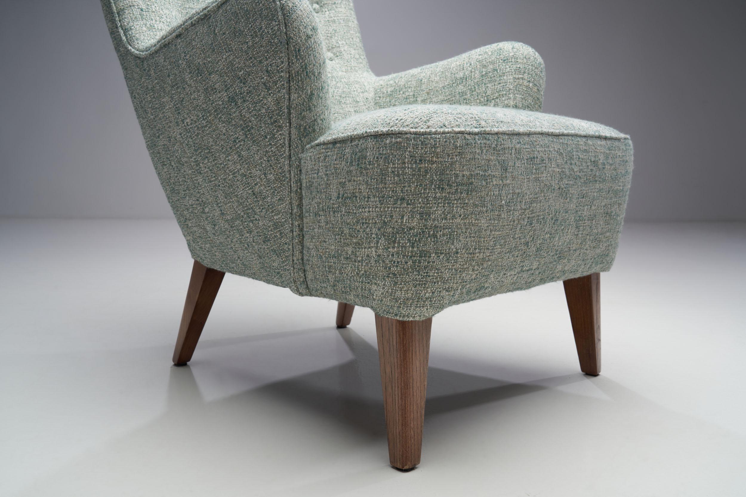 Ash Wood Danish Cabinetmaker Easy Chair, Denmark, ca 1950s For Sale 7