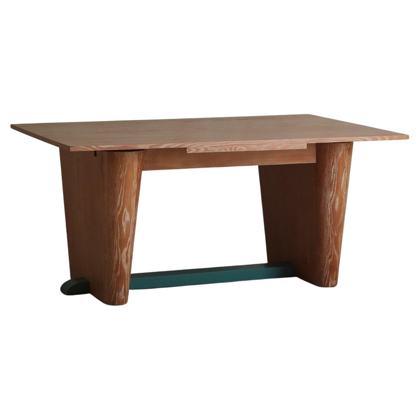 Ash Wood Desk or Table in the Style of Jules Leleu, France 1940s