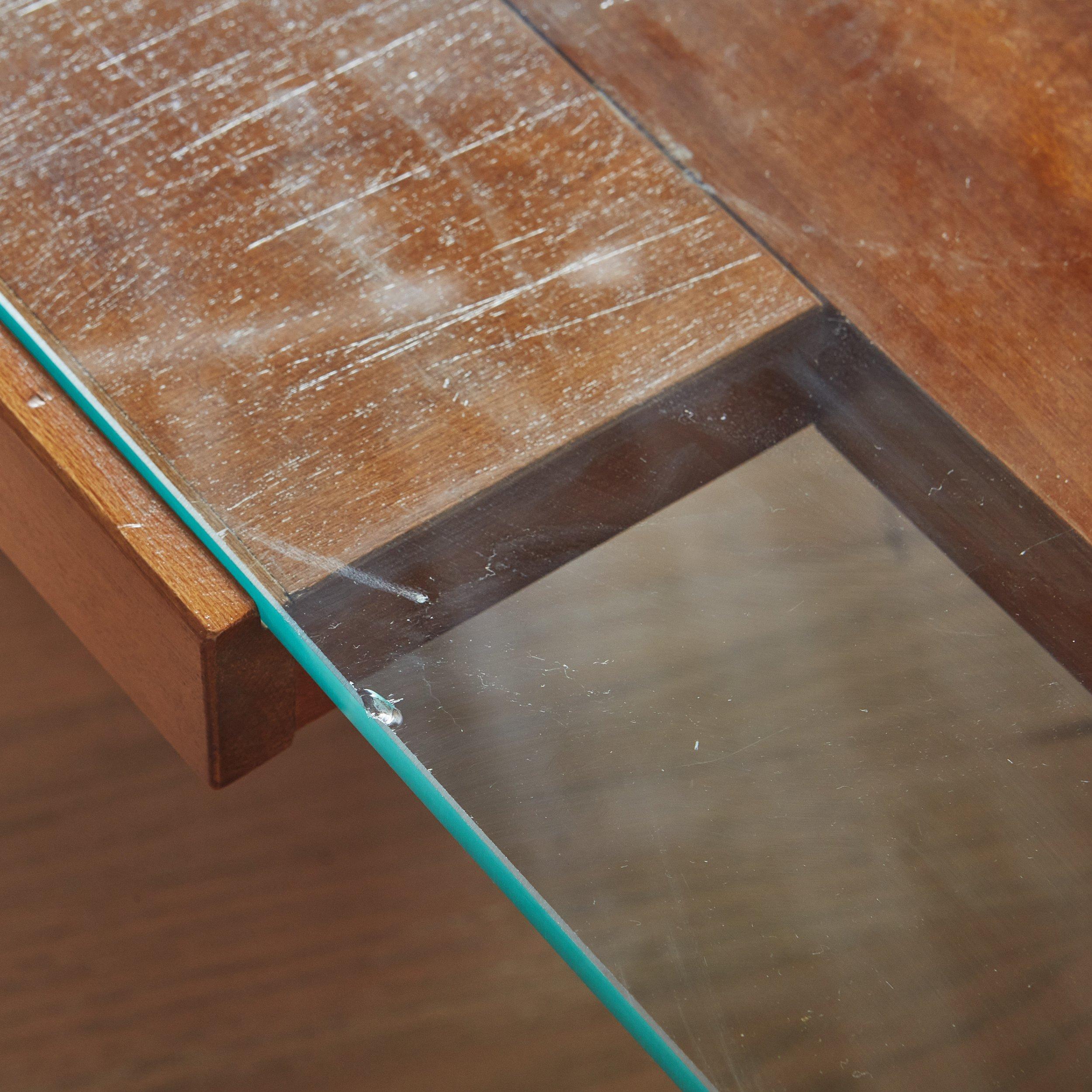 Ash Wood + Glass Coffee Table Attributed to Marco Zanuso for Poggi, Italy 1960s For Sale 3