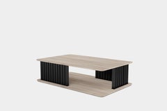 Plateau Rectangular Coffee Table in Grey Wood and Metal Structure by NONO