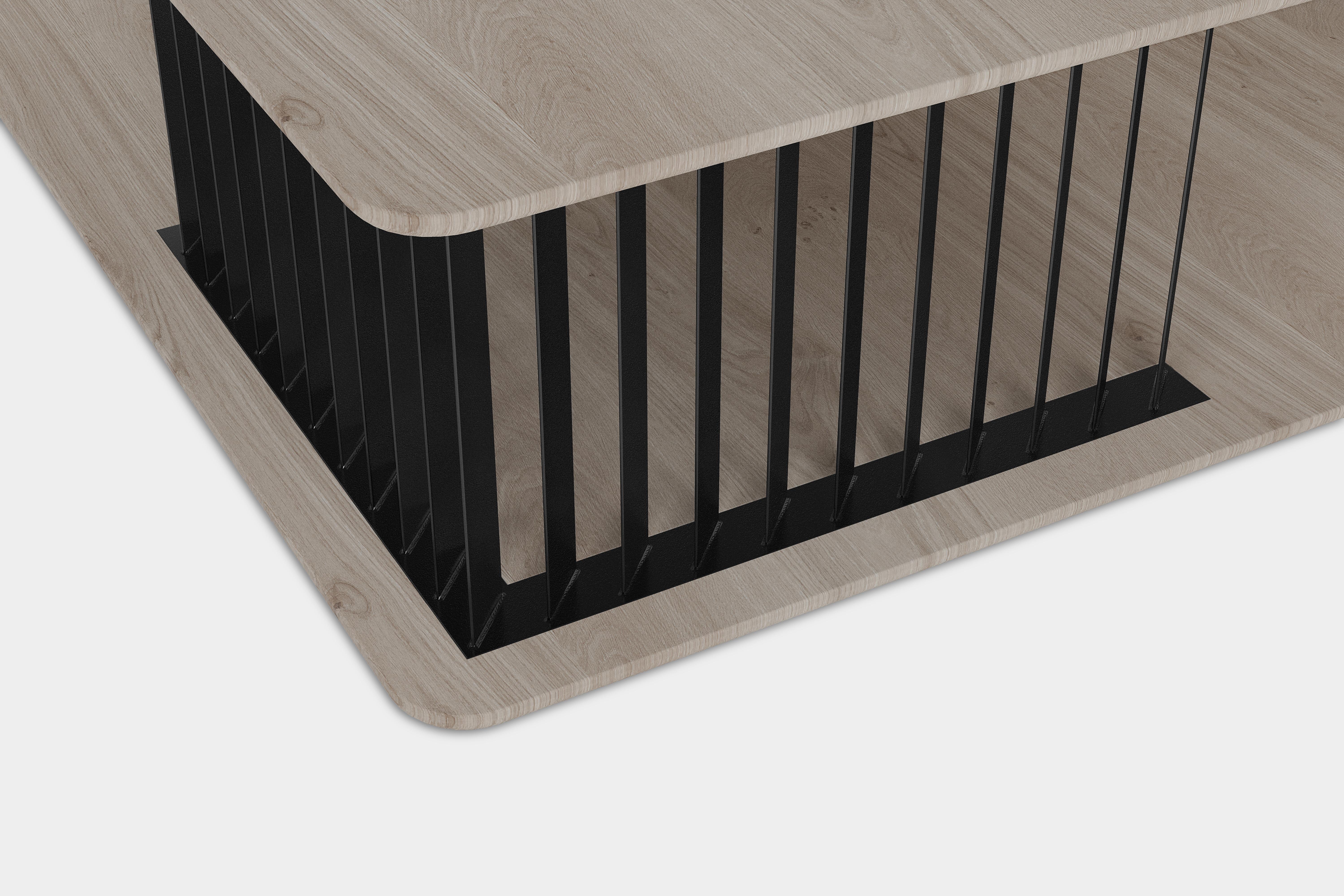 Plateau Rectangular Coffee Table in Grey Wood and Metal Structure by NONO In New Condition For Sale In Estado de Mexico CP, Estado de Mexico