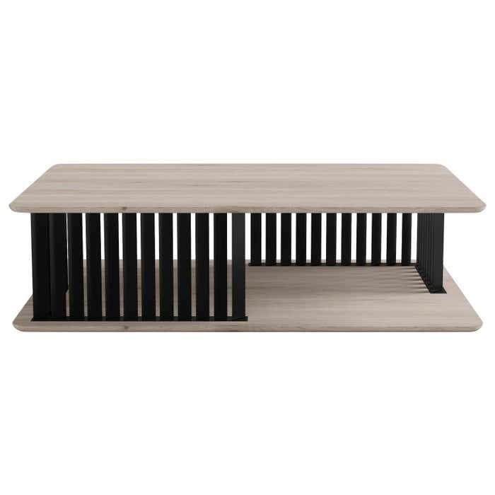 Plateau Rectangular Coffee Table in Grey Wood and Metal Structure by ...