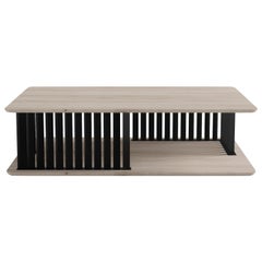Plateau Rectangular Coffee Table in Grey Wood and Metal Structure by NONO