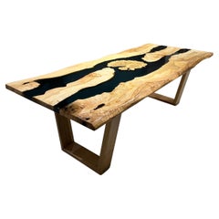 Ash Wood River Epoxy Dining Table - Luxury Furniture Custom Design