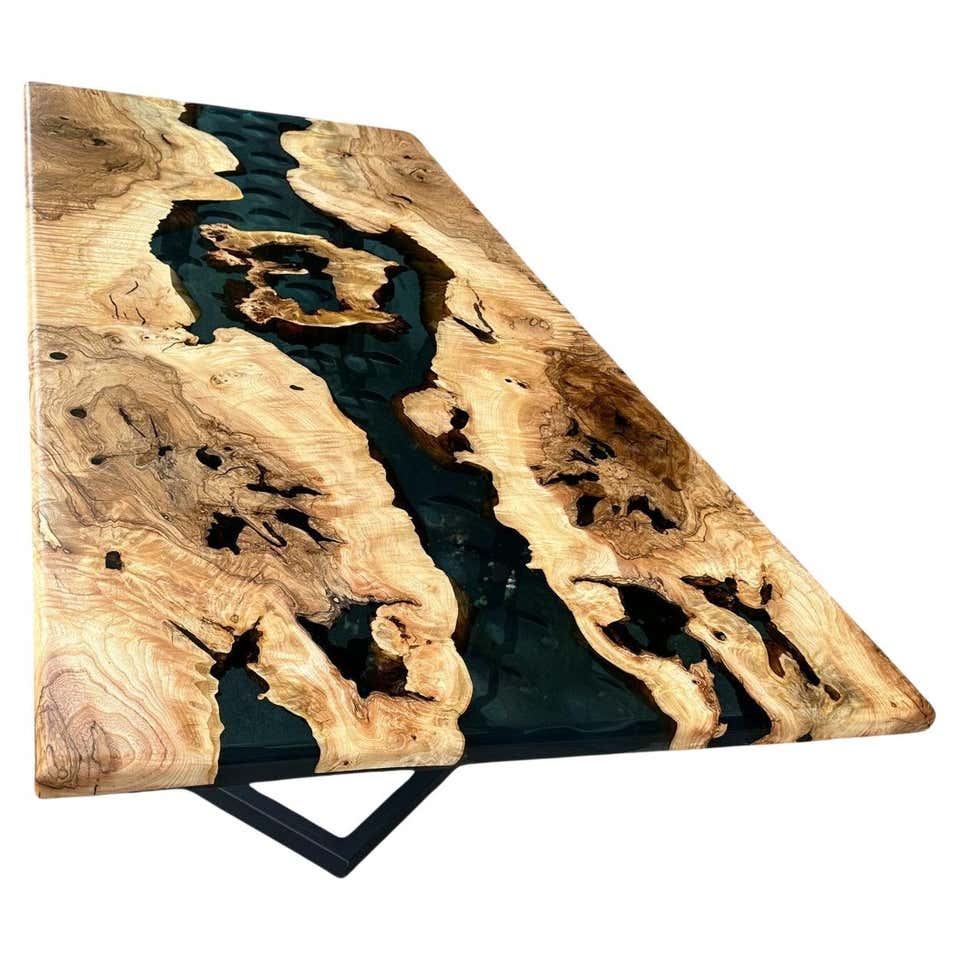 Space Epoxy Resin River Dining Table Live Edge Walnut Wood For Sale at ...