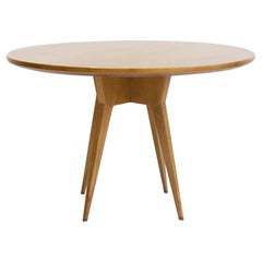 Ash Wood Round Table with Brass Details