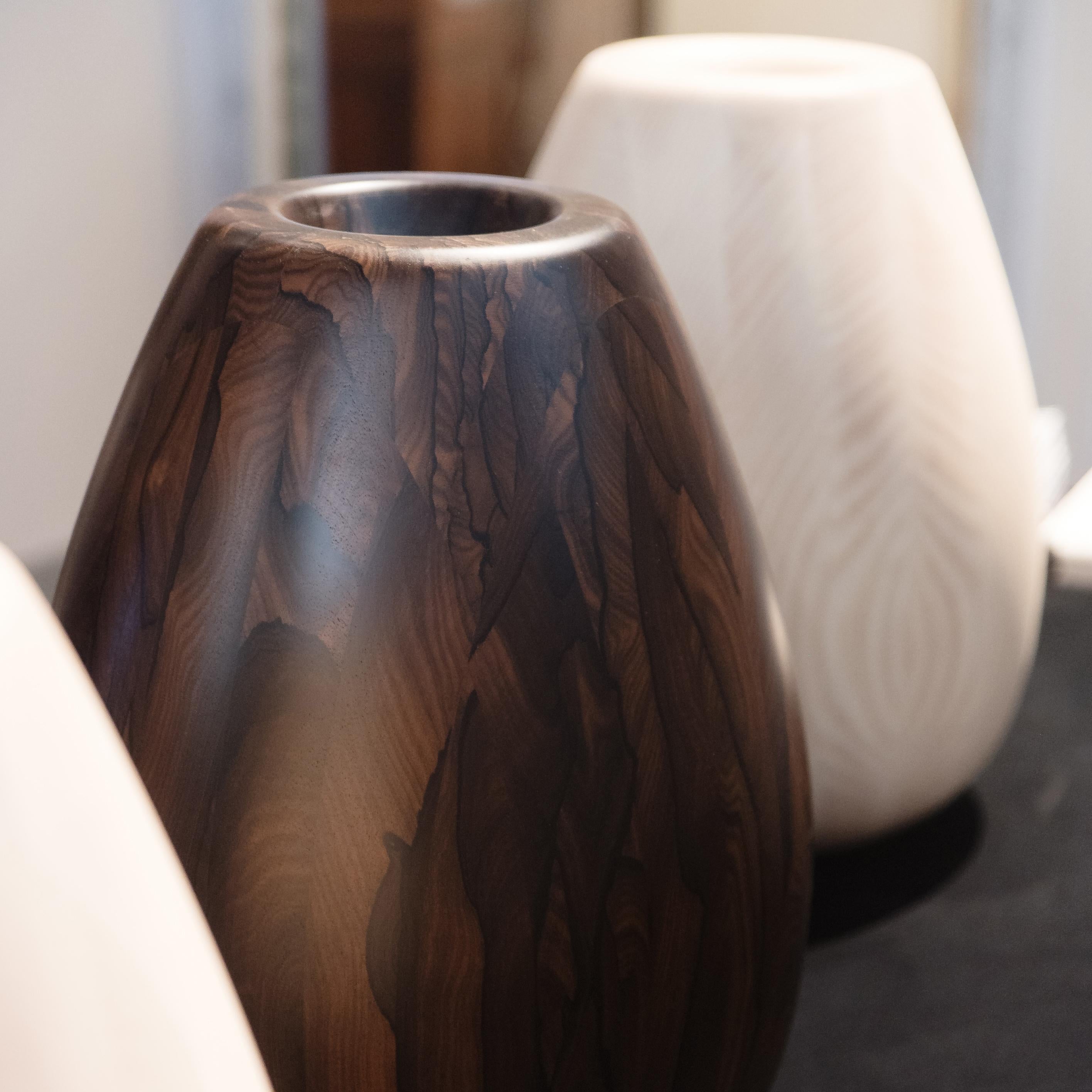 Mid-Century Modern Ash Wood Vase h25 design Franco Albini - edit by Officina della Scala For Sale