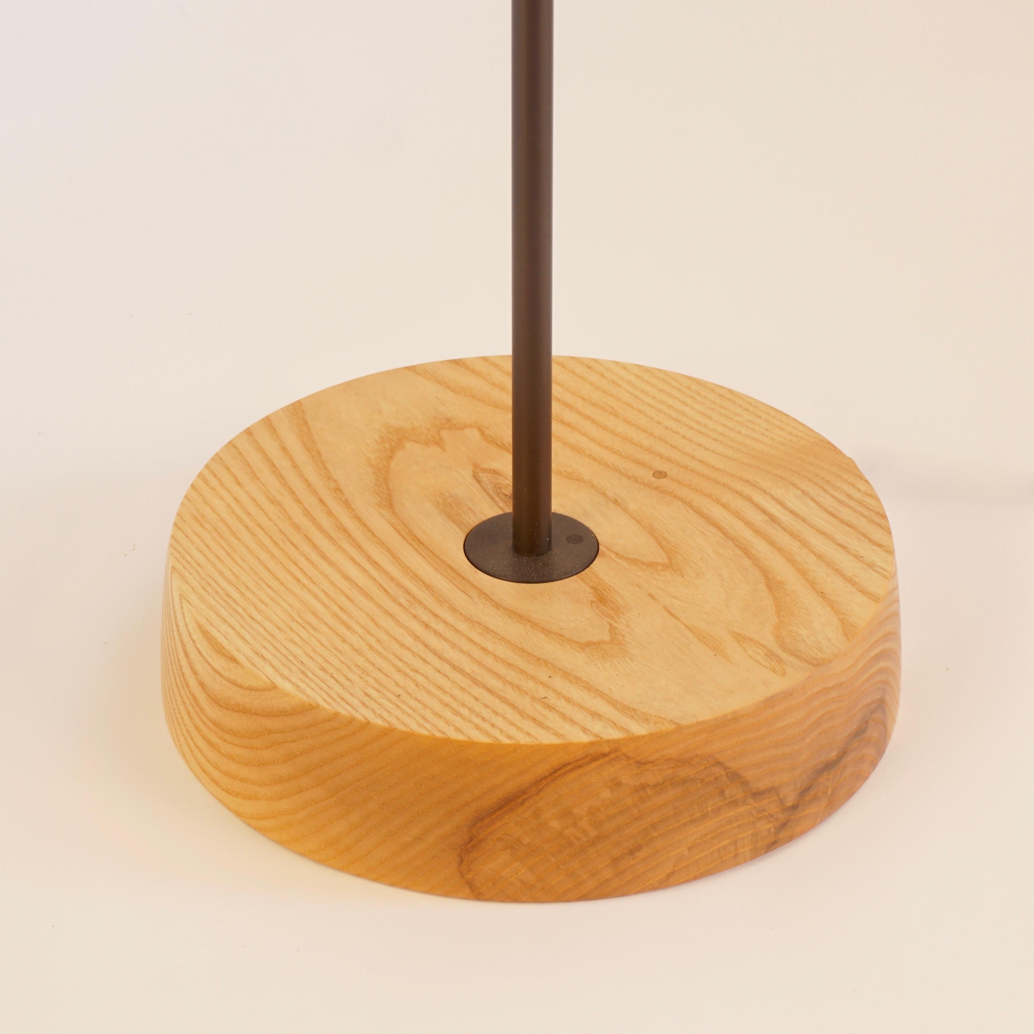 Ash Wood Veneer Floor Lamp #8 with Blackened Bronze Frame For Sale 1