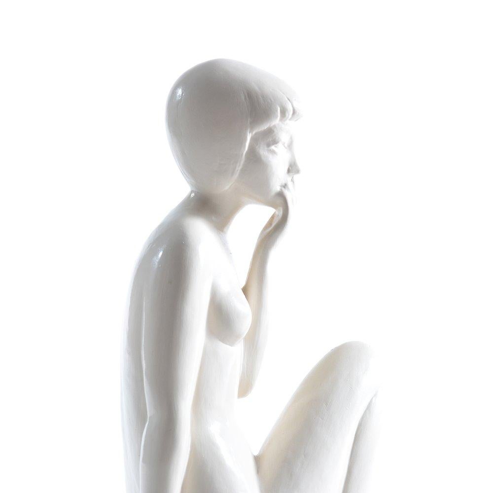 Ashamed Girl Sculpture in White Plaster, Jihokera Czechoslovakia, 1960s In Excellent Condition In Zohor, SK