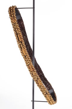 Ashanti African Chief’s ceremonial gold and gilt-metal crown and sash on stand