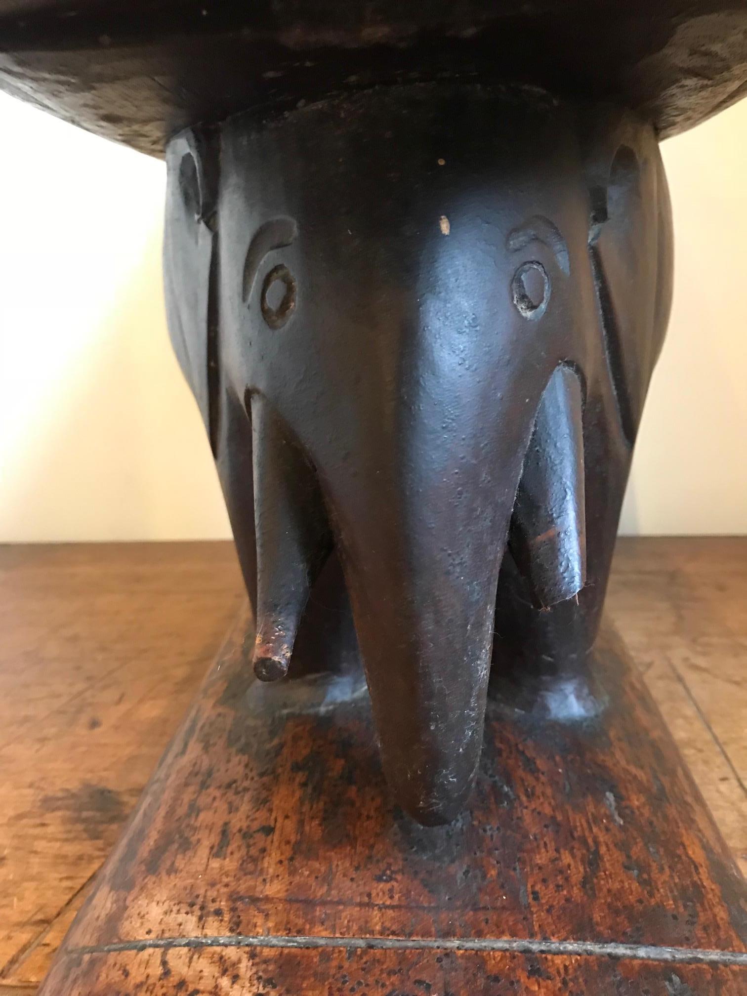 Carved Ashanti African Tribal Elephant Stool