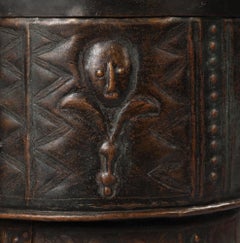 Ashanti Bronze Ceremonial Lidded Storage Container with figures Ghana