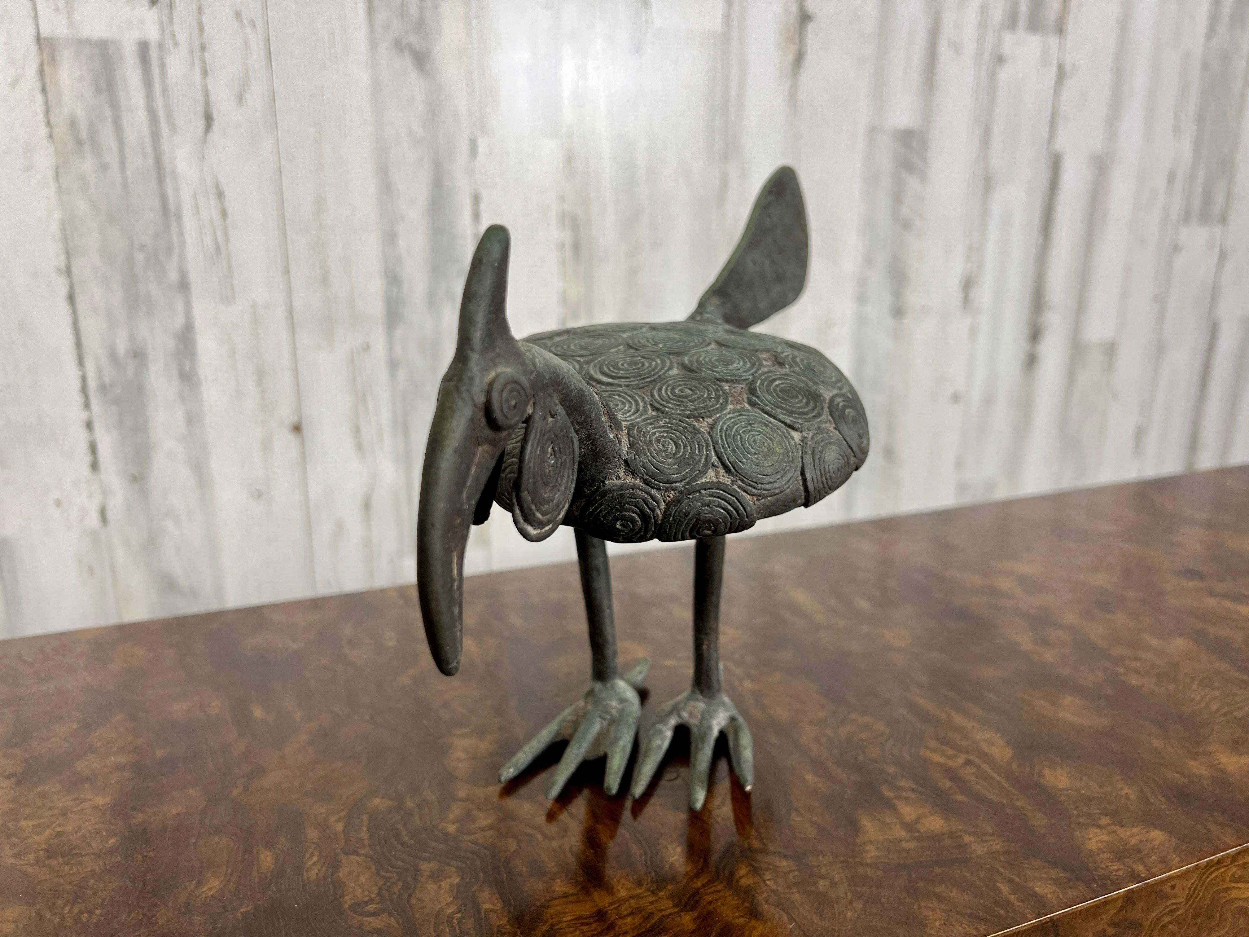Organic Modern Ashanti Bronze Hornbill Bird For Sale