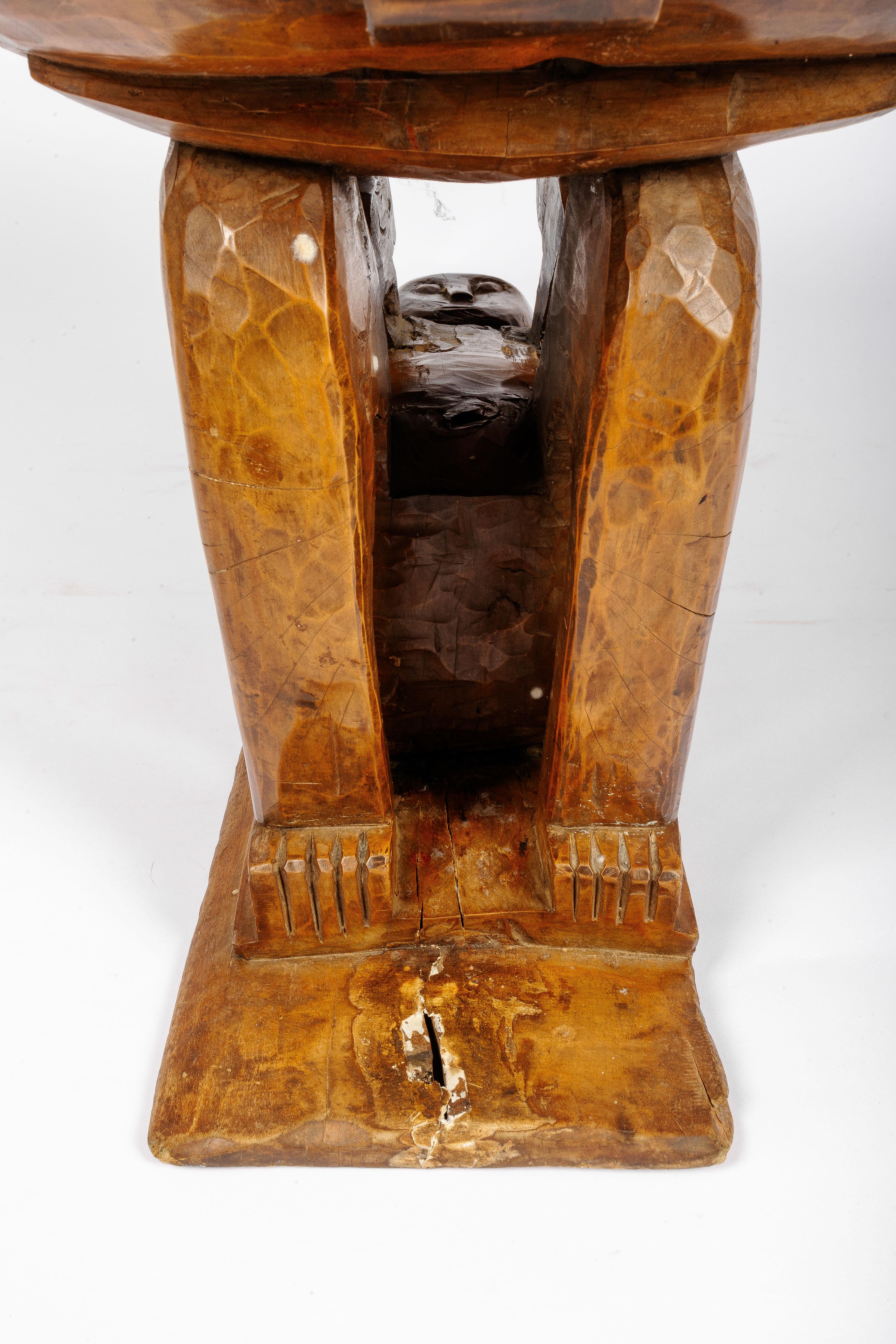 Ashanti figural footstool or headstand, handcarved Ghana West-Africa 4