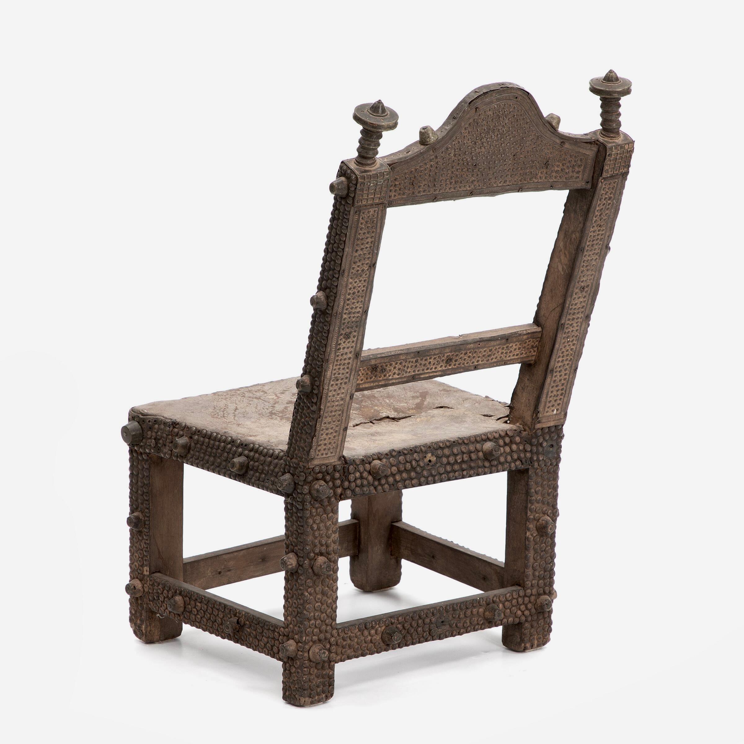 Brass Ashanti People, Ghana Asipim Chair with Cushion. For Sale