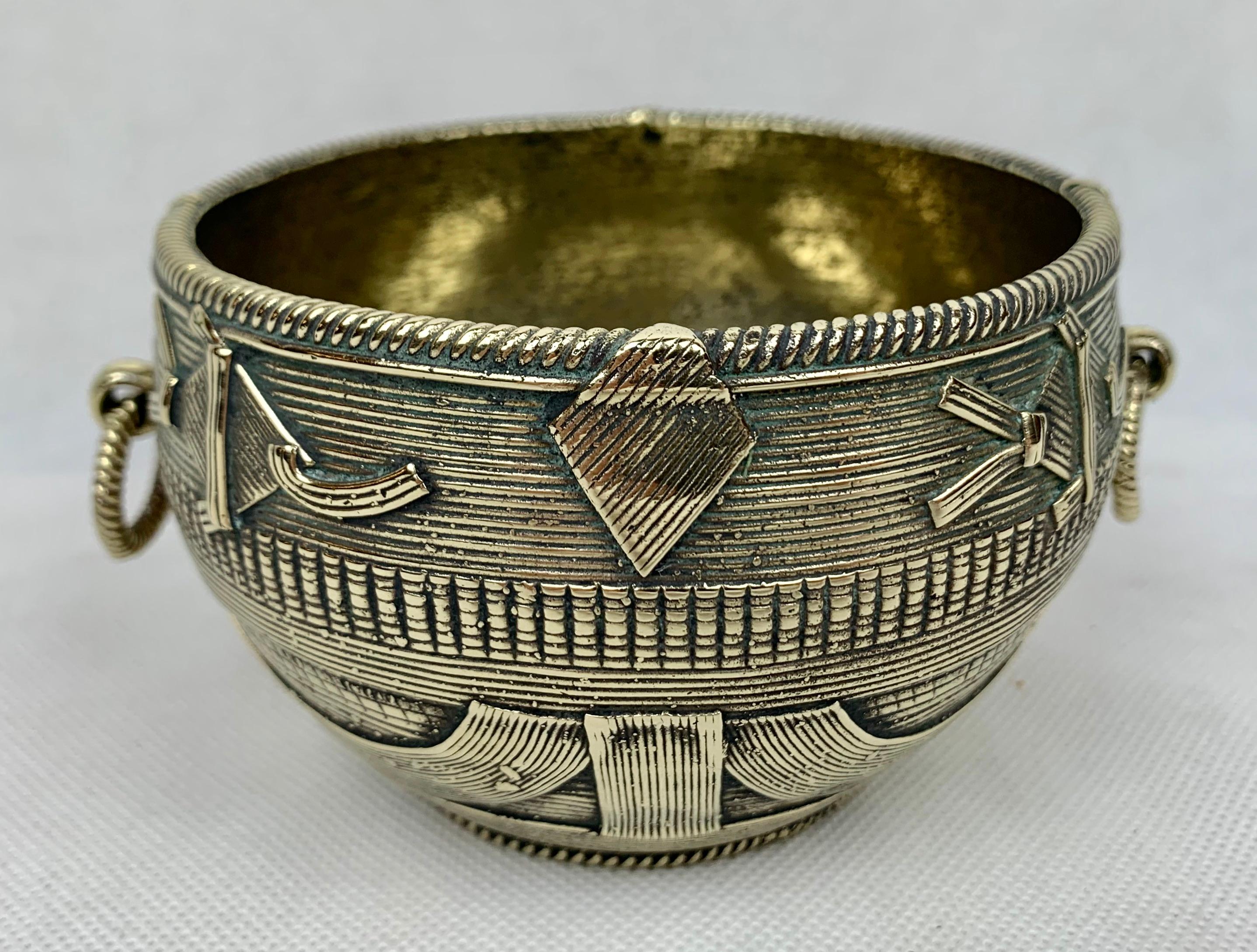 Ashanti Solid Bronze Bowl with Ring Handles-Africa, Early 20th Century 2