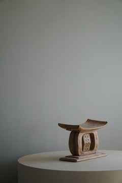 Ashanti Stool, West African Hand Carved Hardwood Stool, Wabi Sabi, 20th Century