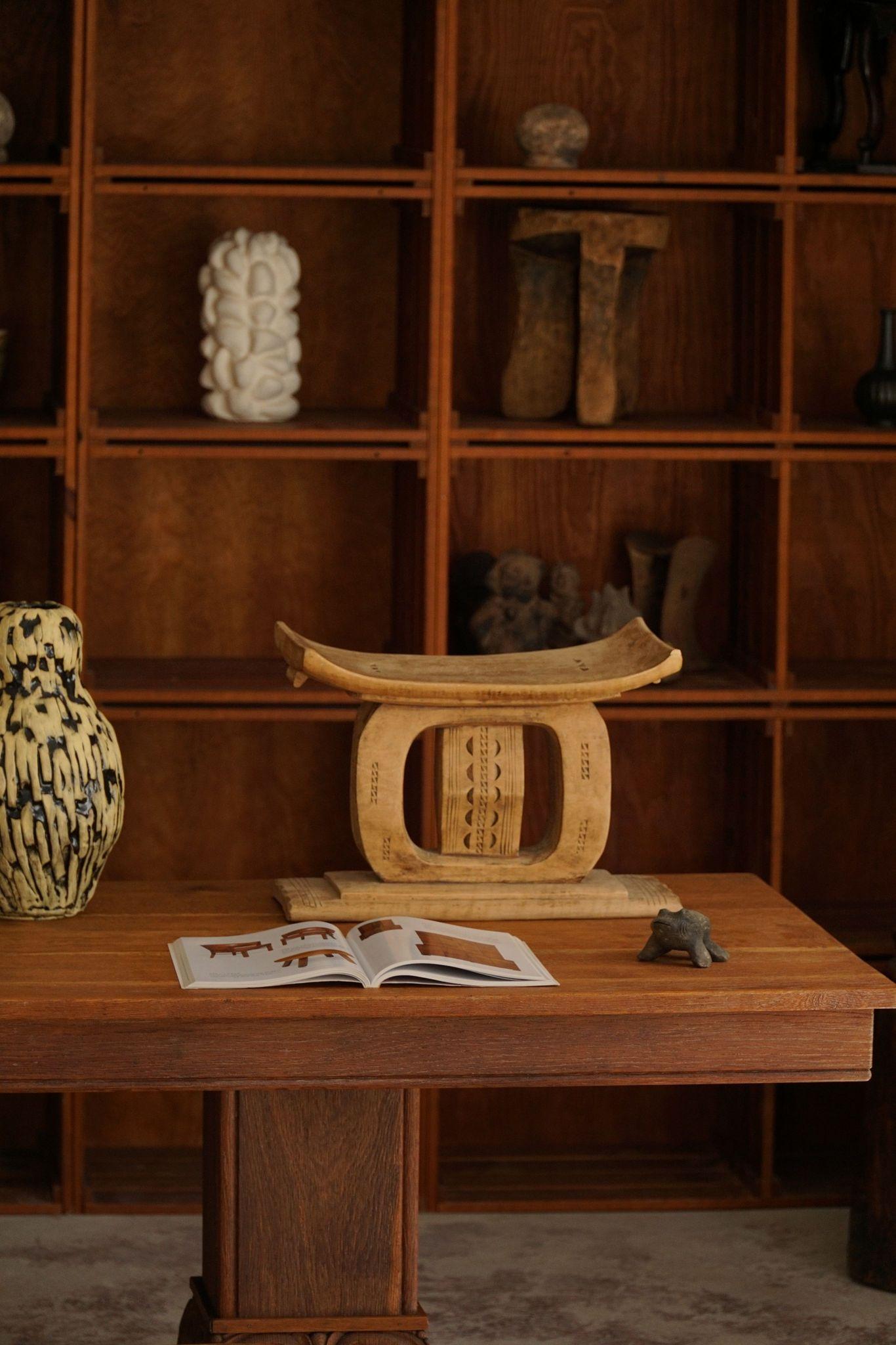 Organic Modern Ashanti Stool, West African Hand Carved Hardwood Stool, Wabi Sabi, 20th Century For Sale