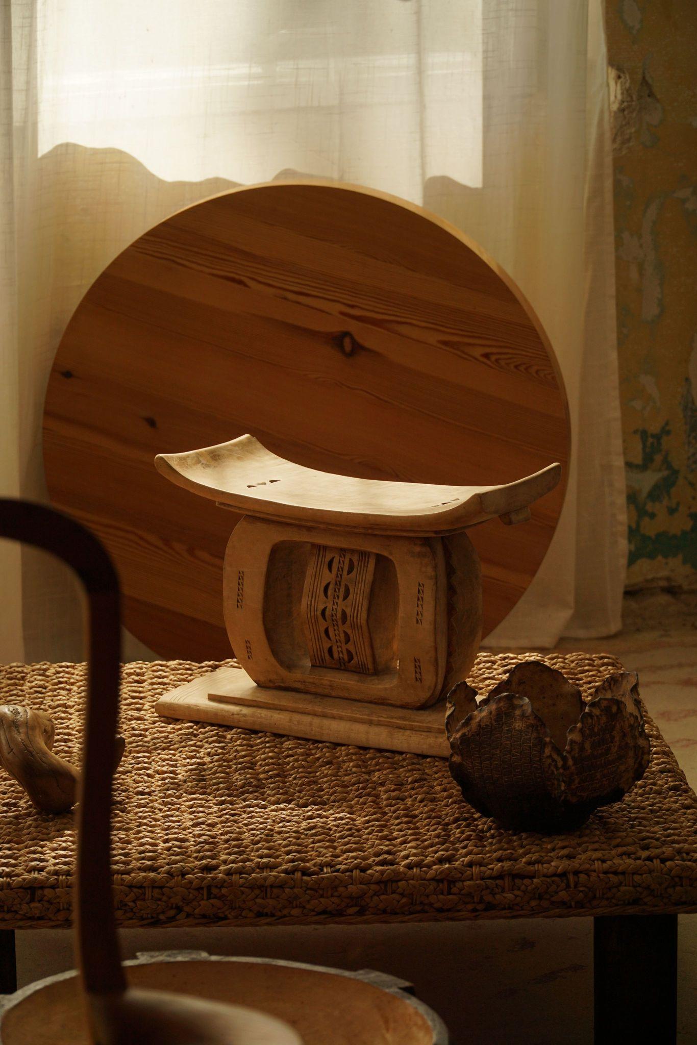 Ghanaian Ashanti Stool, West African Hand Carved Hardwood Stool, Wabi Sabi, 20th Century For Sale