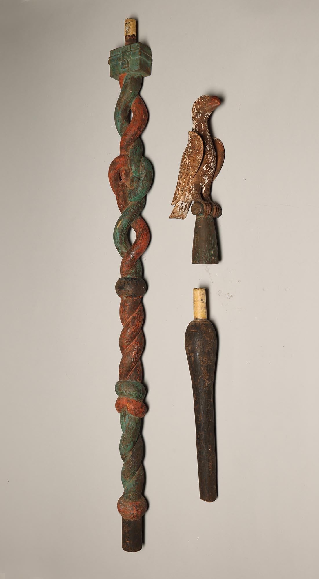Ashanti Wood Linguist Staff with Bird and Twisted Knots, Ghana 66 inches Africa For Sale 6