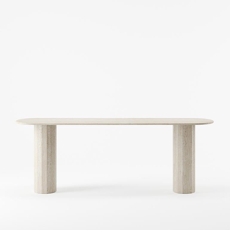 Contemporary Ashby Console Handcrafted in Bianco Carrara Marble by Lemon For Sale