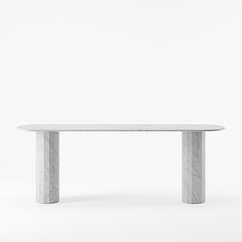 Ashby Console Handcrafted in Bianco Carrara Marble by Lemon For Sale 2