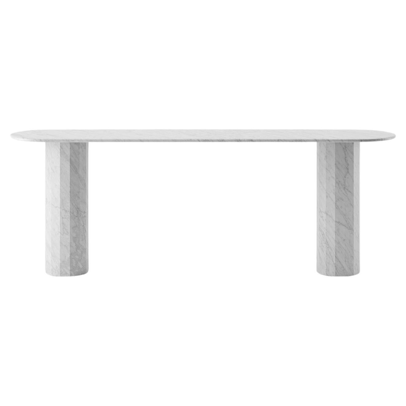 Ashby Console Handcrafted in Bianco Carrara Marble by Lemon For Sale
