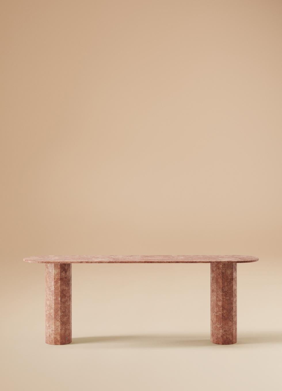 Contemporary Ashby Console Handcrafted in Polished Rosso Levanto Marble For Sale